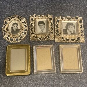 Lot of 6 Silver and Gold Photo Frame Set